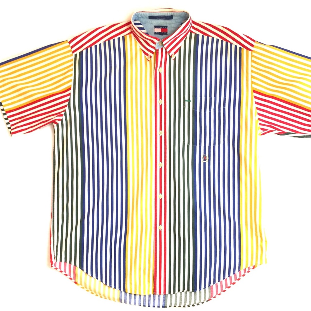 90’s Vintage Tommy Hilfiger striped shirt oversized button down top blouse